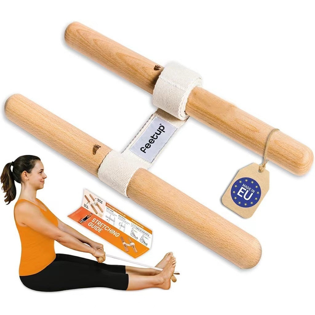 Beech Handle Resistance Band Portable Stretch Stick for Fitness & Yoga