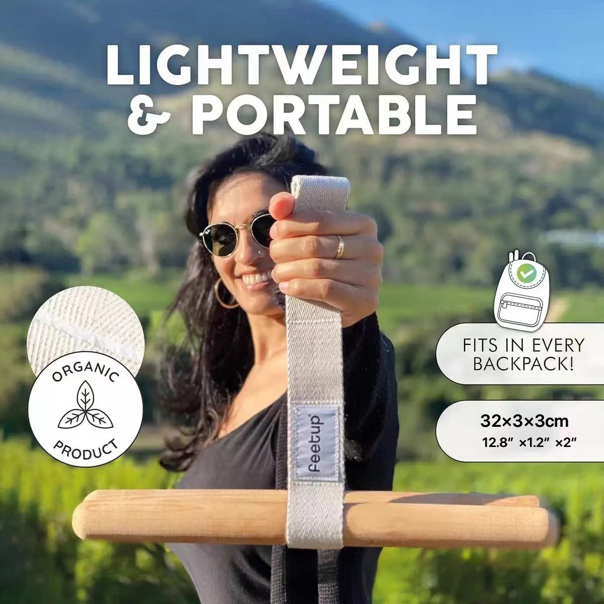 Beech Handle Resistance Band Portable Stretch Stick for Fitness & Yoga