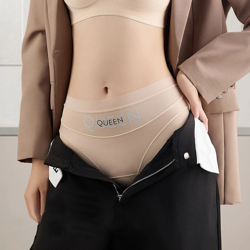 High Waisted Tummy Control Panties for Women Ice Silk Seamless Breathable Underwear Thin Comfortable No Show Briefs Shorts