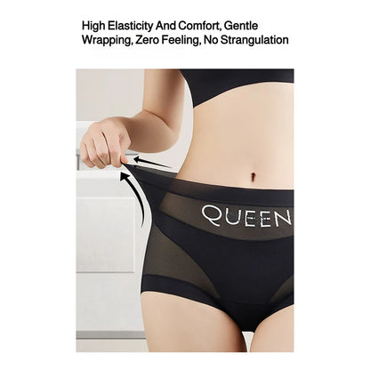 High Waisted Tummy Control Panties for Women Ice Silk Seamless Breathable Underwear Thin Comfortable No Show Briefs Shorts