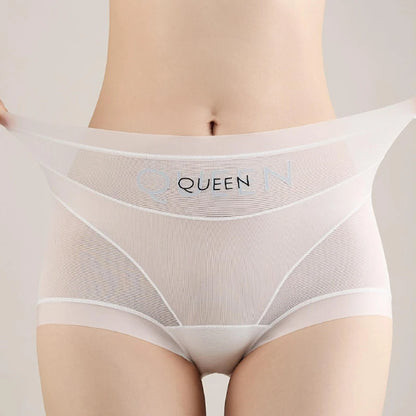 High Waisted Tummy Control Panties for Women Ice Silk Seamless Breathable Underwear Thin Comfortable No Show Briefs Shorts