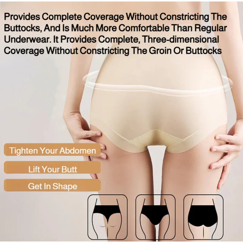 High Waisted Tummy Control Panties for Women Ice Silk Seamless Breathable Underwear Thin Comfortable No Show Briefs Shorts